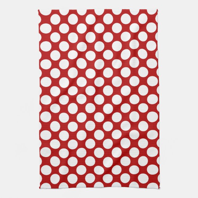 Paño De Cocina Gran punto retro - blanco y rojo (Vertical)