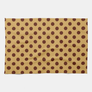 Paño De Cocina Gran punto retro - marrón chocolate sobre caramelo