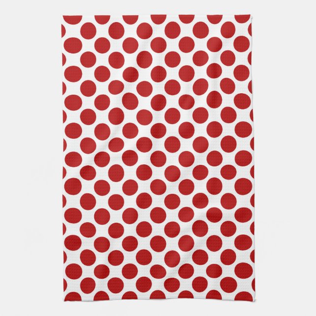 Paño De Cocina Gran punto retro - rojo y blanco (Vertical)