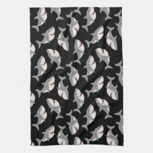 Paño De Cocina Gran tiburón blanco gris negro gracioso