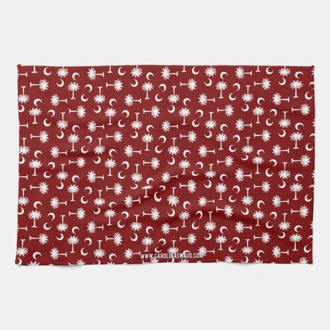 Paño De Cocina Granate de la bandera de la luna del Palmetto de (Horizontal)