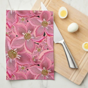 Paño De Cocina Grandes flores rosas.
