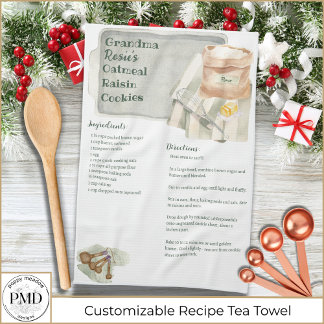 Paño De Cocina Grandma Recipes Oatmeal Cookies Custom Keepsake