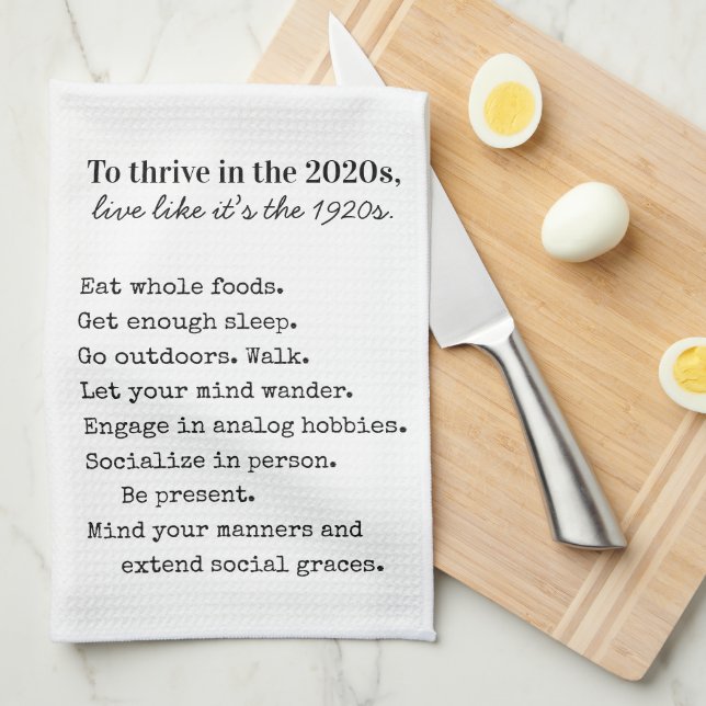 Paño De Cocina Granja 1920s vive simplemente (Doblado Cuarto)