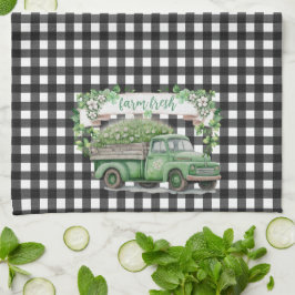 Paño De Cocina Granja | Camión verde vintage | Granja fresca
