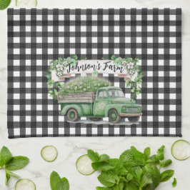 Paño De Cocina Granja | Camión verde vintage | Personalizado