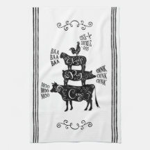 Granja de campo vintage apilada animal de granja