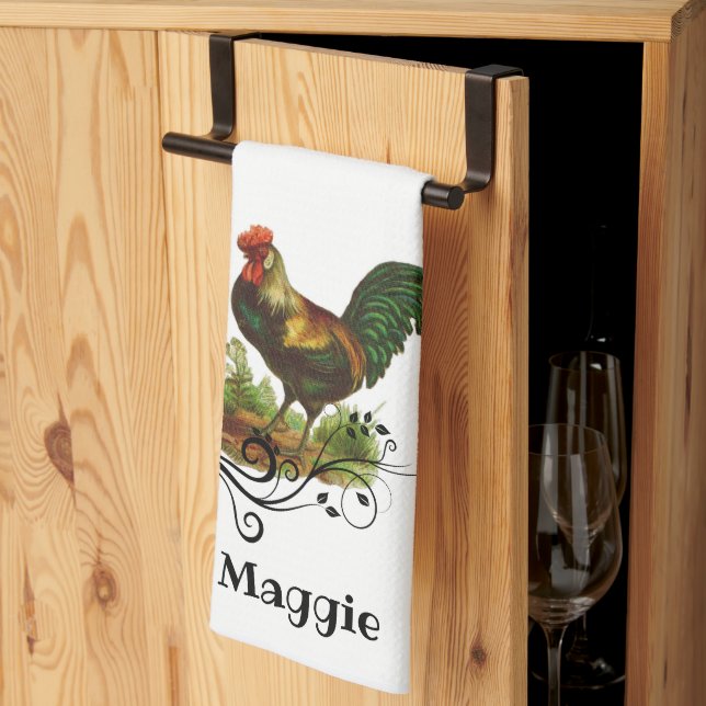 Paño De Cocina Granja de gallos Cocina Campo (Pliegue de tercios)