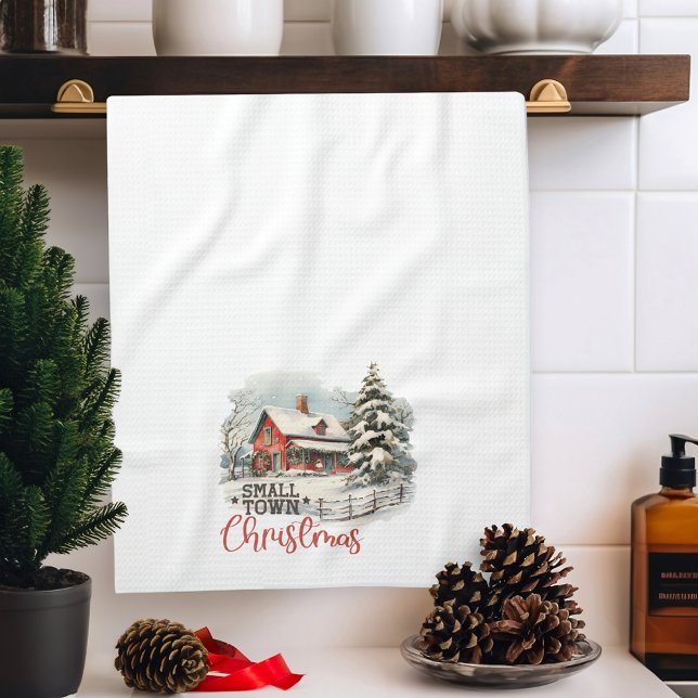 Paño De Cocina Granja de pequeños Navidades de pueblo rústico (Subido por el creador)