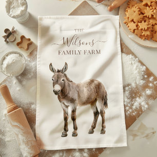 Paño De Cocina Granja Familiar Rústica Burro Granja Campestre