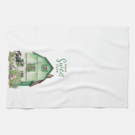 Paño De Cocina Granja | Granero verde con animales de granja