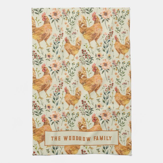 Paño De Cocina Granja Rustic Country Family Name (Vertical)