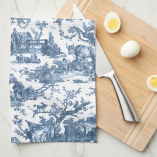 Paño De Cocina Granja Rústica Vintage Toile-Blue & White