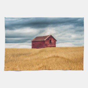 Paño De Cocina Granjas   Antiguo granero rojo