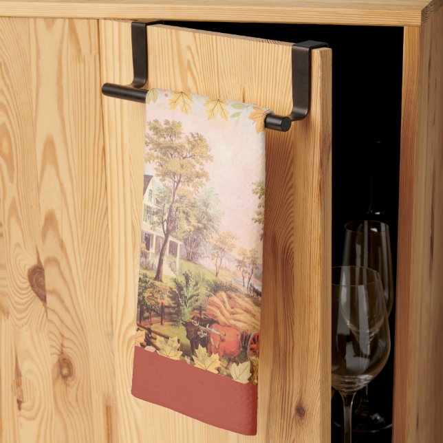 Paño De Cocina Granjeros de Acción de Gracias cosecha en casa (Pliegue de tercios)