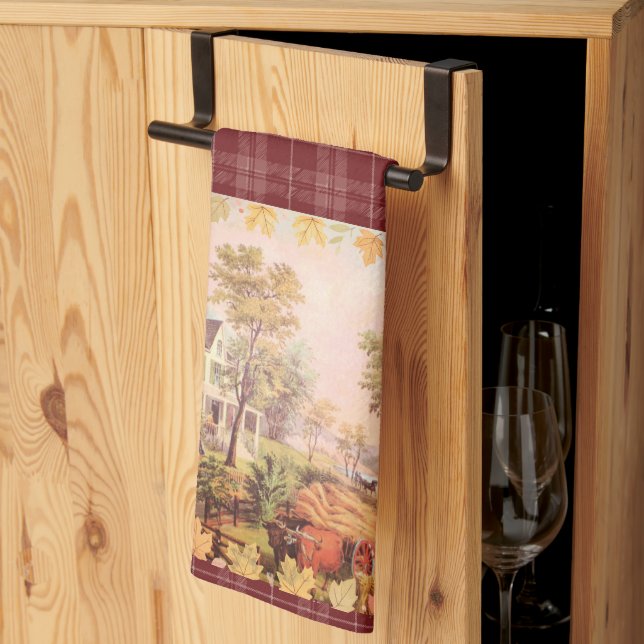 Paño De Cocina Granjeros de Acción de Gracias cosechan comida cas (Pliegue de tercios)