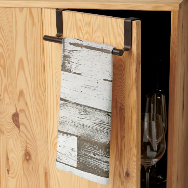 Paño De Cocina grano de madera blanca y beige de grano rústico (Pliegue de tercios)