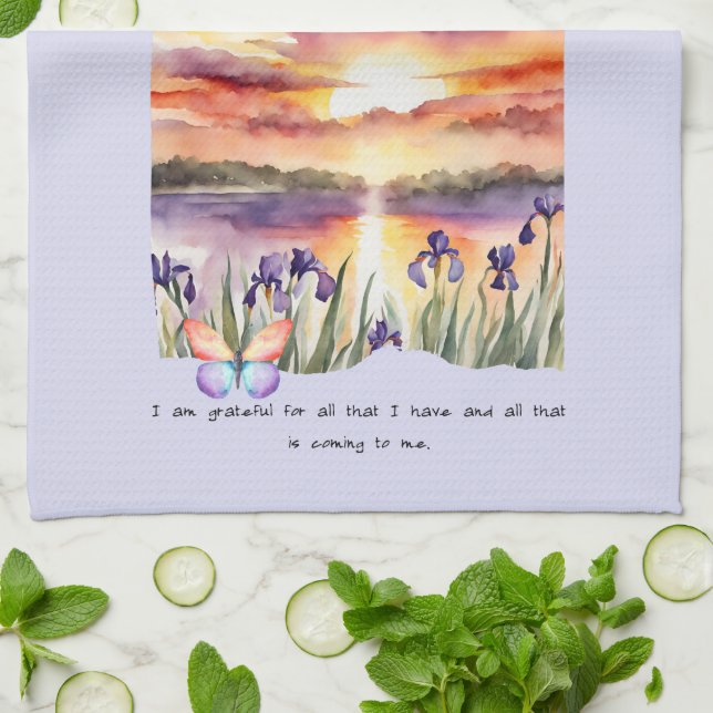 Paño De Cocina Gratitud Positiva Afirmación (Doblado)