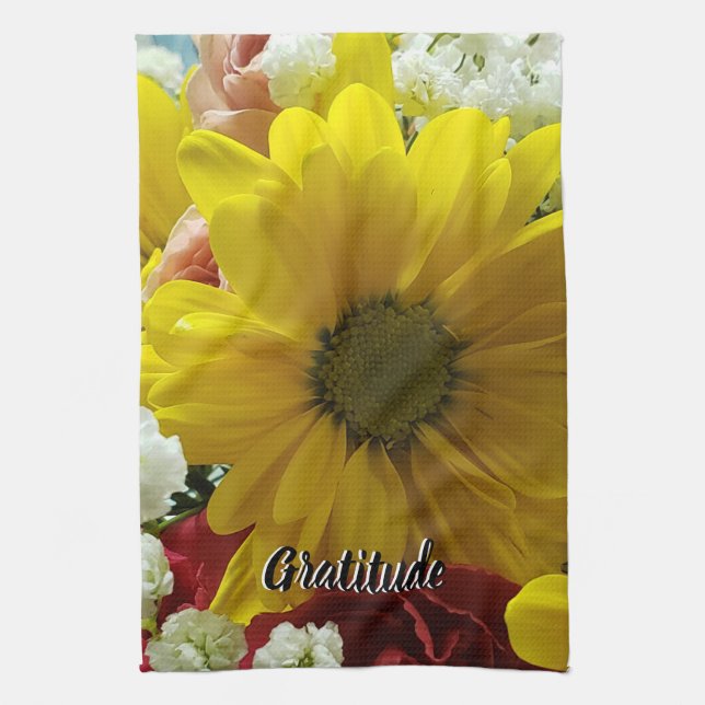 Paño De Cocina Gratitude Floral Yellow Daisy Photo (Vertical)