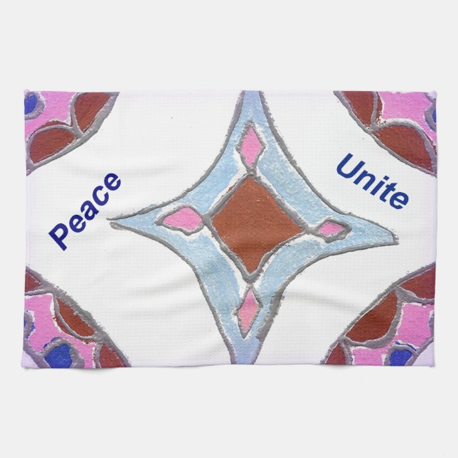 Paño De Cocina "Gratitude Peace Love Unite" Mandala Art Print (Horizontal)