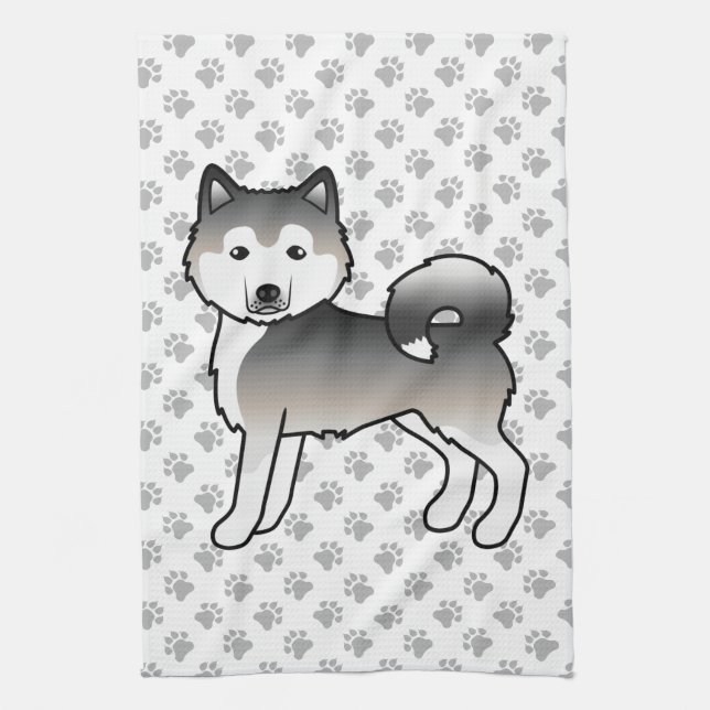 Paño De Cocina Gray Alaskan Malamute lindo perro caricaturista (Vertical)