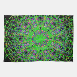 Paño De Cocina Green Black Kaleidoscope Mandala Art