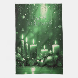 Paño De Cocina Green Candles Christmas Holiday Kitchen Towel