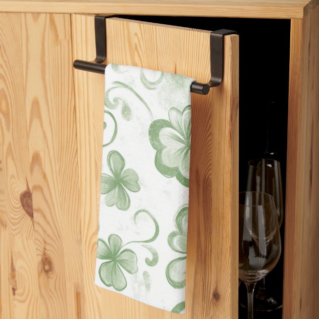 Paño De Cocina  Green Clover Pattern • St. Patrick’s Day  (Pliegue de tercios)