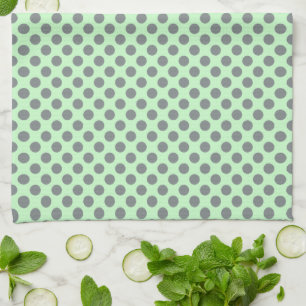 Paño De Cocina Green de la menta con puntos de polka gris de Shir