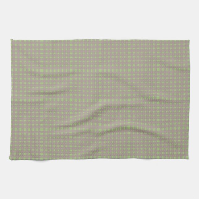 Paño De Cocina Green Gray Gingham Plaid Pattern (Horizontal)