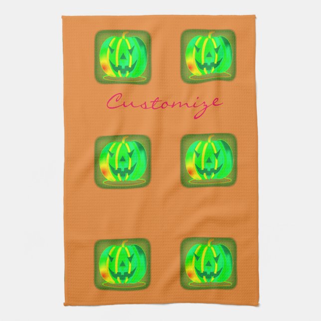 Paño De Cocina Green Jack o'lantern Halloween Thunder_Cove (Vertical)