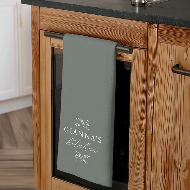 Paño De Cocina Green | Personalizado Botánico de su nombre cocina (Subido por el creador)