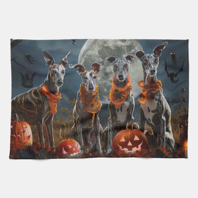 Paño De Cocina Greyhound Halloween Spooky (Horizontal)