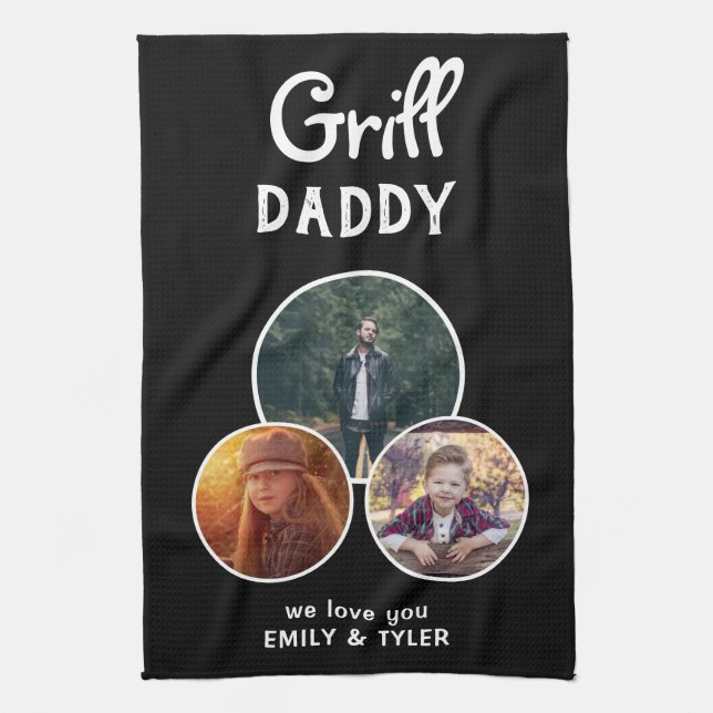 Paño De Cocina Grill Daddy Black Oval moderno 3 Photo Father's Da (Vertical)