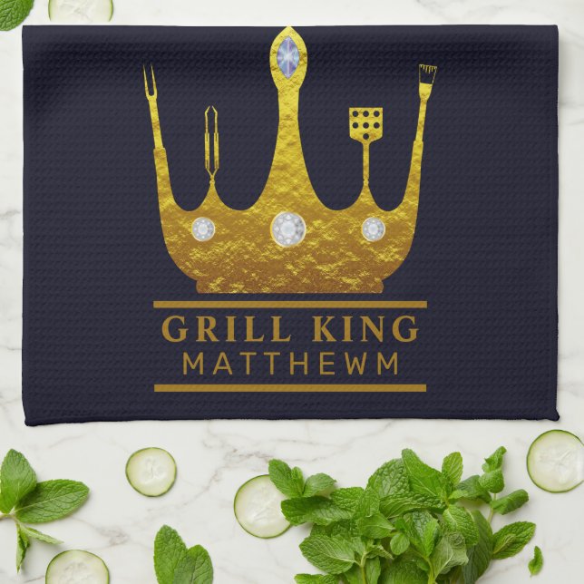 Paño De Cocina Grill King BBQ Crown Marina Haz tu propia (Doblado)
