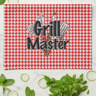 Paño De Cocina Grill Master con herramientas de barbacoa y tabla