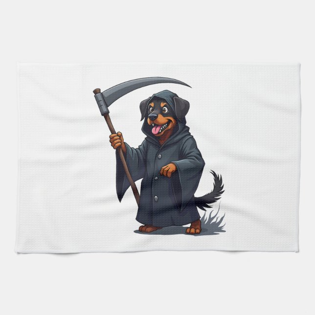 Paño De Cocina Grim Reaper Rottweiler Dog (Horizontal)