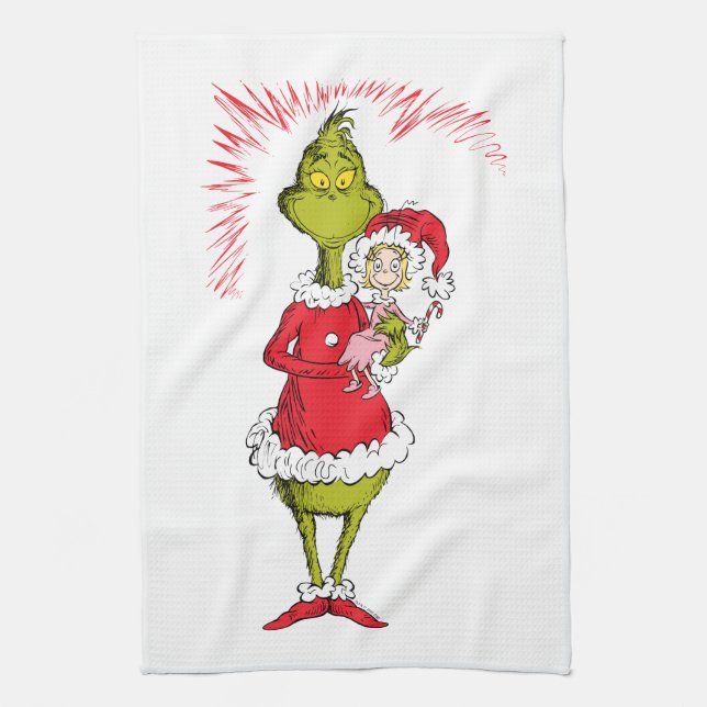 Paño De Cocina Grinch Holds Cindy Lou Who (Vertical)