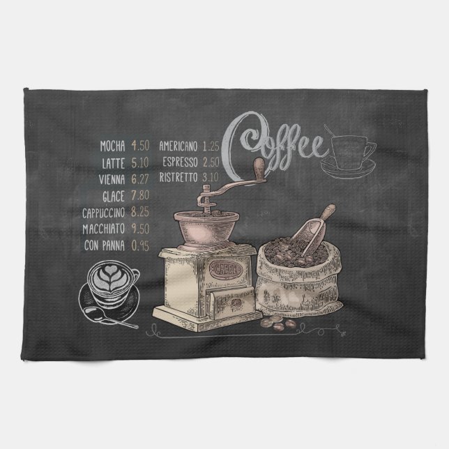 Paño De Cocina Grinder de café: Chalkboard Coffee Art (Horizontal)