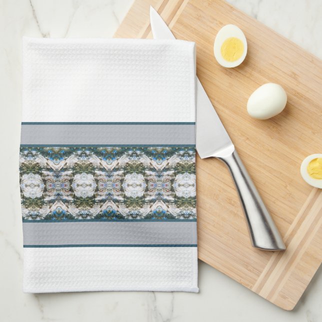 Paño De Cocina Gris blanco y azul (Doblado Cuarto)