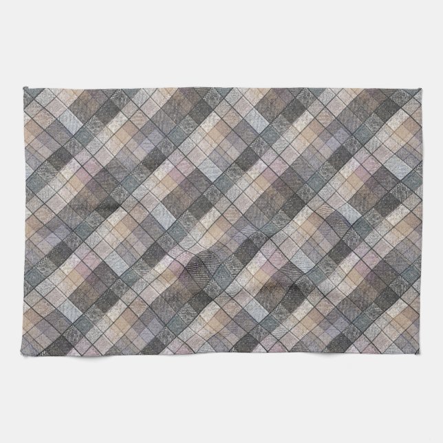 Paño De Cocina gris de cuadros . (Horizontal)