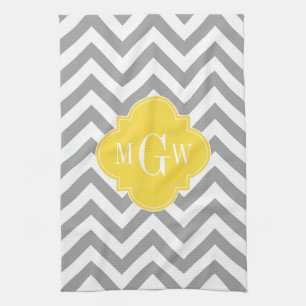 Paño De Cocina Gris Dk Lg Chevron Pineapple Quatrefoil 3 Monogram