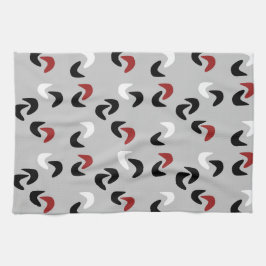 Paño De Cocina Gris, negro, blanco, rojo Boomerang Mod Retro