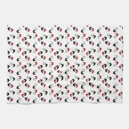 Paño De Cocina Gris, negro, blanco, rojo Boomerang Mod Retro