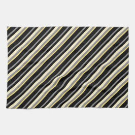 Paño De Cocina Gris negro y tonos de franjas amarillas