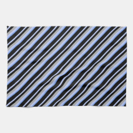 Paño De Cocina Gris negro y tonos de franjas azules