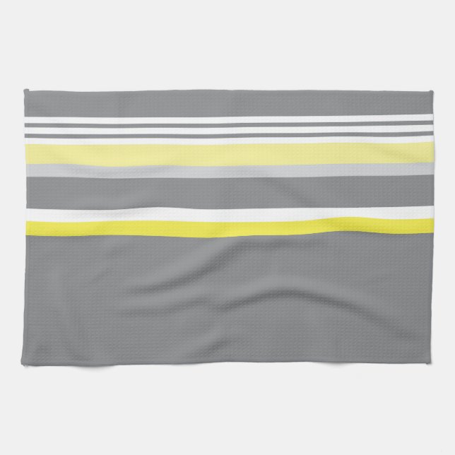 Paño De Cocina Gris (raya amarilla) (Horizontal)