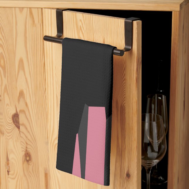 Paño De Cocina gris rosa y abstracto negro (Pliegue de tercios)