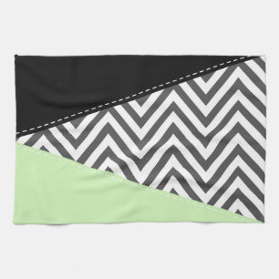 Paño De Cocina Gris Zigzag, Gris Chevron, Zigzag Pattern, Mint