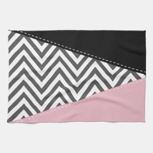 Paño De Cocina Gris Zigzag, Gris Chevron, Zigzag Pattern, Rosa